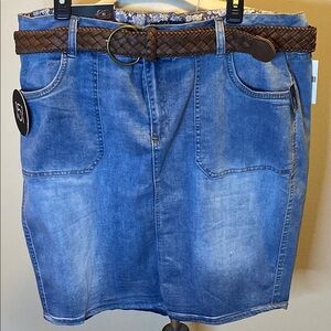 One 5 One Blue and Gold Knee-Length Pencil Skirt Casual